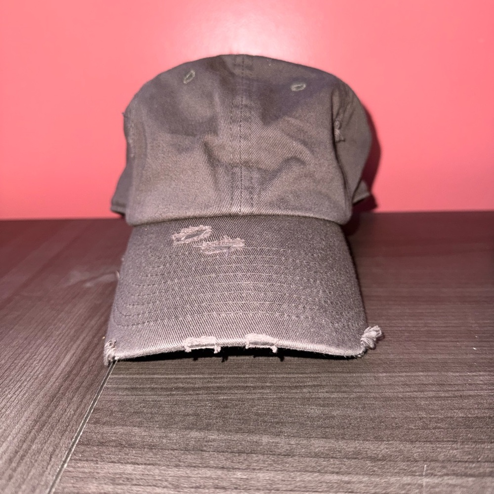 Grey Distressed Baseball Cap